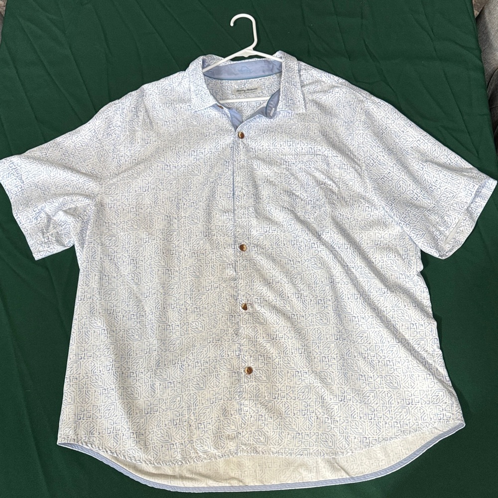 Tommy Bahama Coconut Point Shirt 3XLT Big & Tall Blue Geometric Button Down